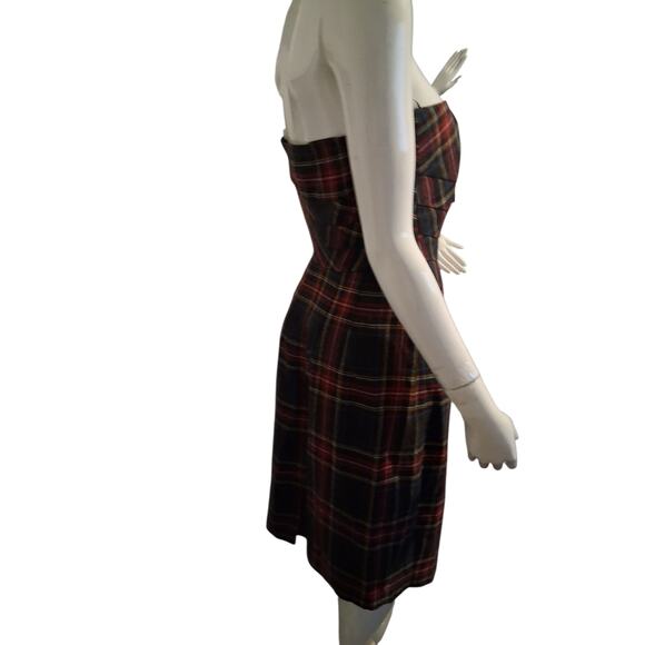 Y2k Bitten Sarah Jessica Parker Womens size 8 Plaid Wool Academia Boned Dress - Picture 6 of 8
